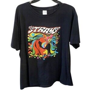 Womens T Shirt Size XL Short Sleeve The Strays Colorful Cat Gildan Soft Style